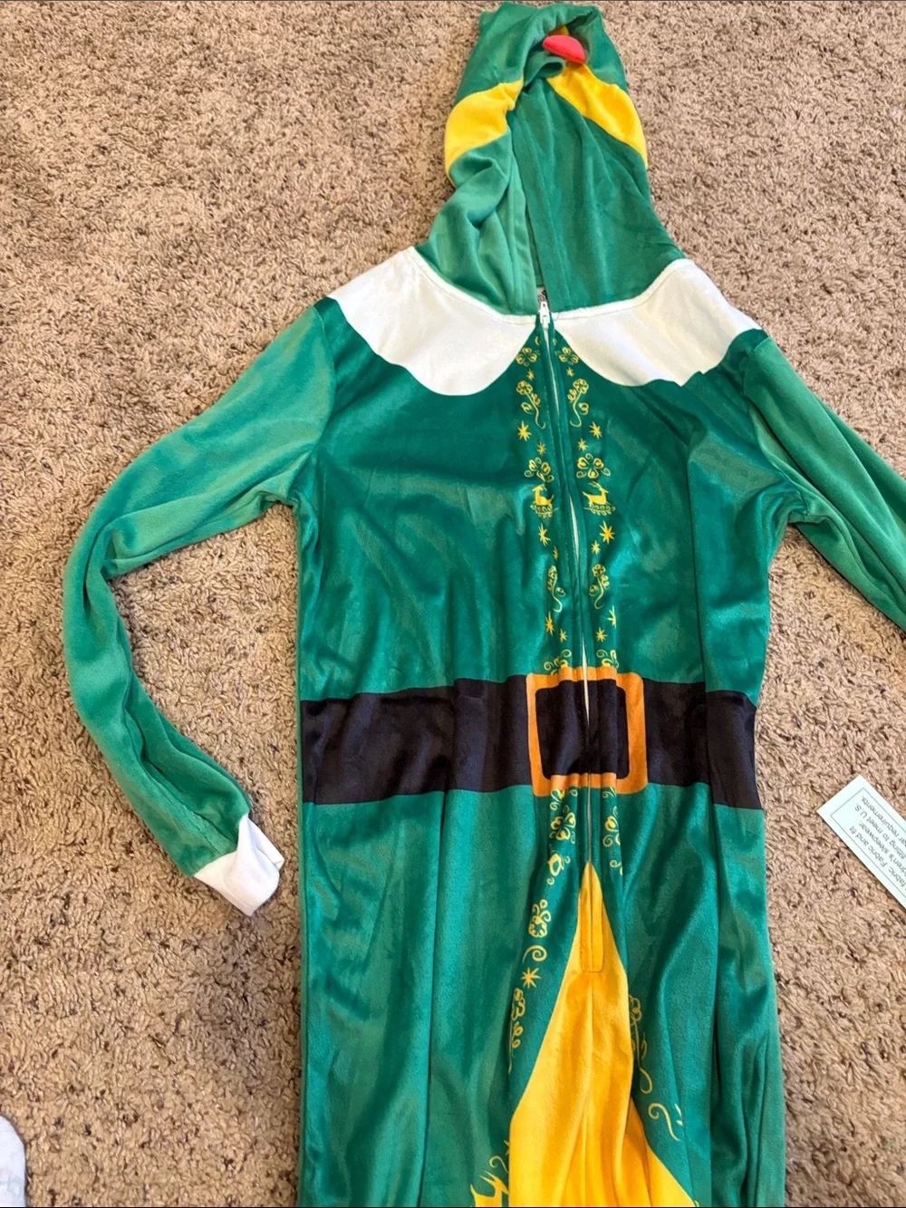 ELF Green & Yellow Hooded Elf Onesie pjs